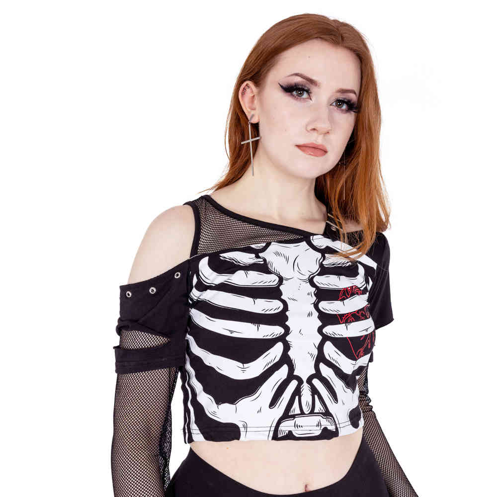 Heartless - Bare Bones Crop top - Zwart